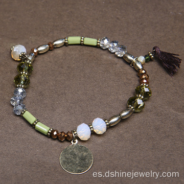 Bohemia borla colgante pulsera cristalina de grano grueso